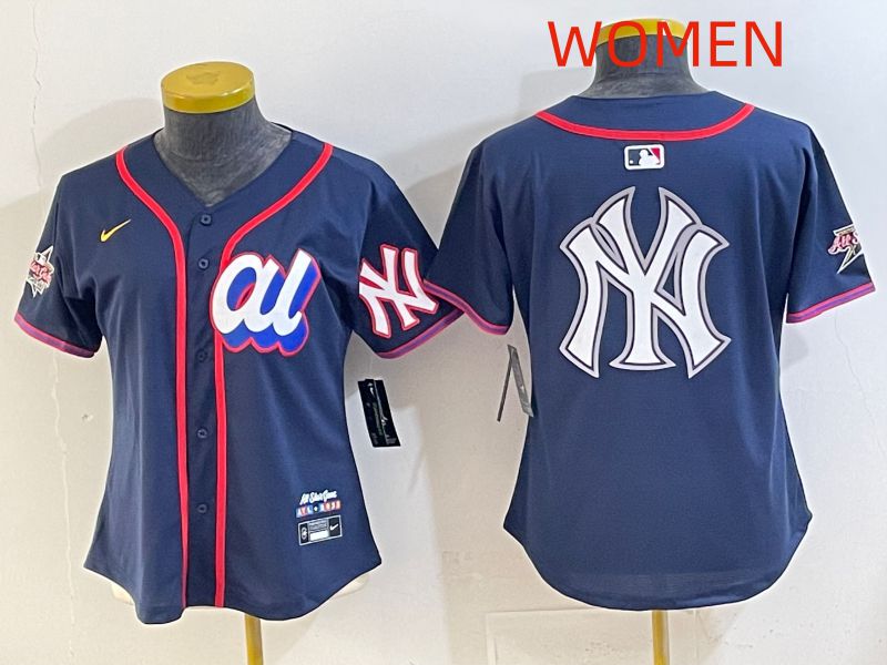 Women 2025 New York Yankees Blank Drak Blue All star Nike MLB Jersey style 013->women mlb jersey->Women Jersey